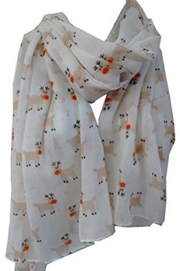 Rudolph-Christmas-Scarf-Red-Nosed-Reindeer-Printed-Womens-Big-Xmas-Scarves-Gift-B01MSKRW8H